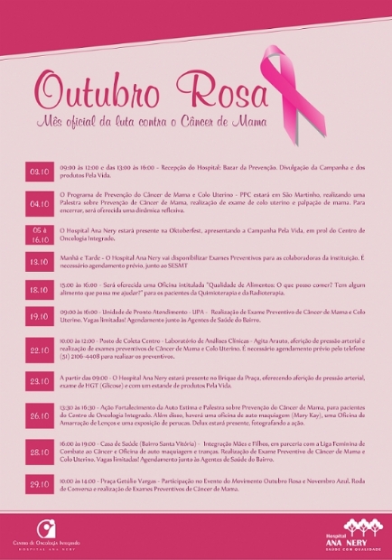 Programao diversificada marca o Outubro Rosa no Hospital Ana Nery